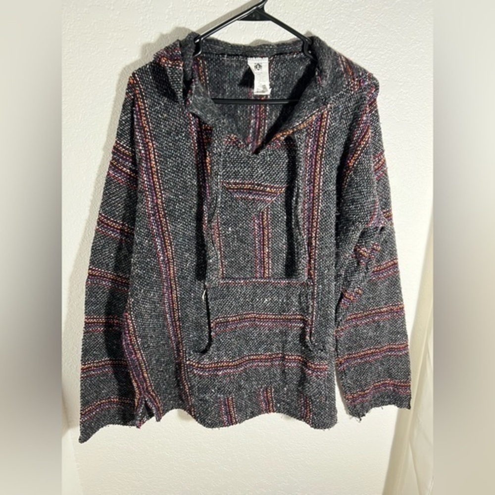 San Jose Baja Gray Poncho Sweater Hoodie Size L